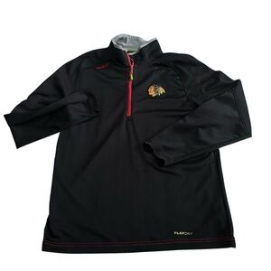 Reebok Chicago Blackhawks NHL Playdry 1/4 Zip‎ Pullover Shirt Men’s Medium